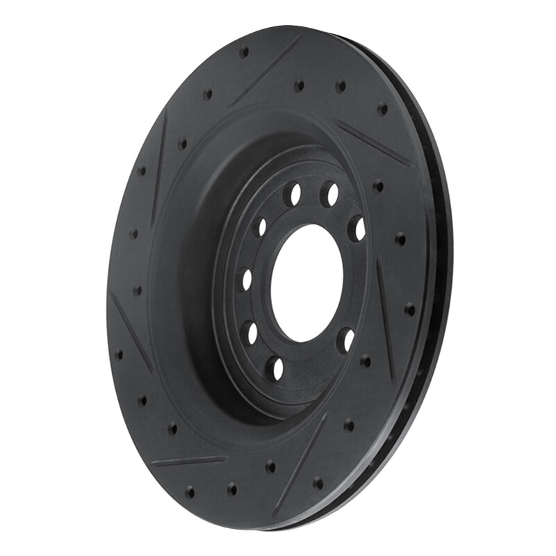 Saab 9-3 Brake Rotor (1) - Rear Right - R1 Concepts - Drilled & Slotted - Black - `08-`11